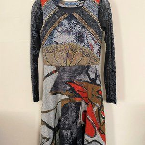 LULU- H Women long sleeve A-Line Multicolor Knee Dress Size S